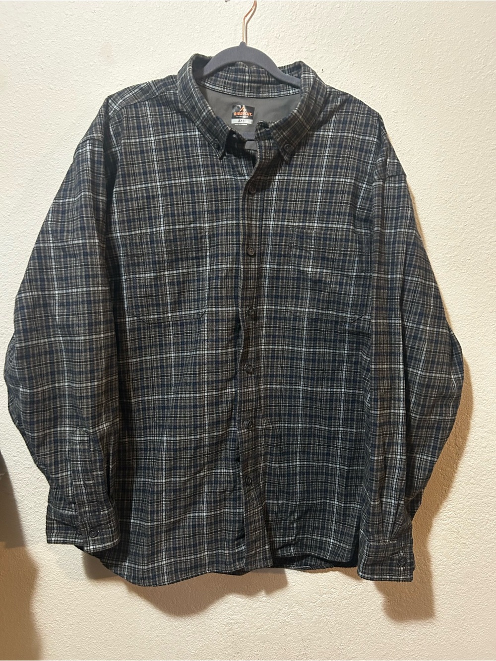 Ridgecut Toughwear Flannel Work Shirt 3XL Blue and Black Checker heavy duty